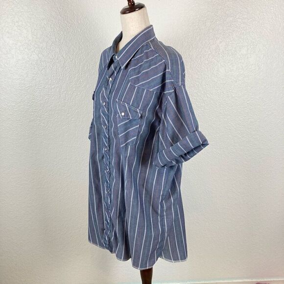 Vintage Wrangler Short Sleeve Pearl Snap Mens 2XL Western Plaid Shirt Dress READ - Picture 5 of 10